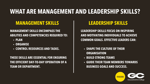 What is the difference between Management and Leadership Skills